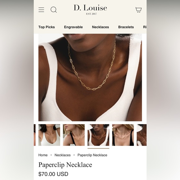 D. Louise Gold Paperclip Necklace WATERPROOF Jewelry ✨💦 - Picture 4 of 4